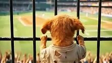 The poor puppy has no cash for cricket ticket so the guard made him sad animahal