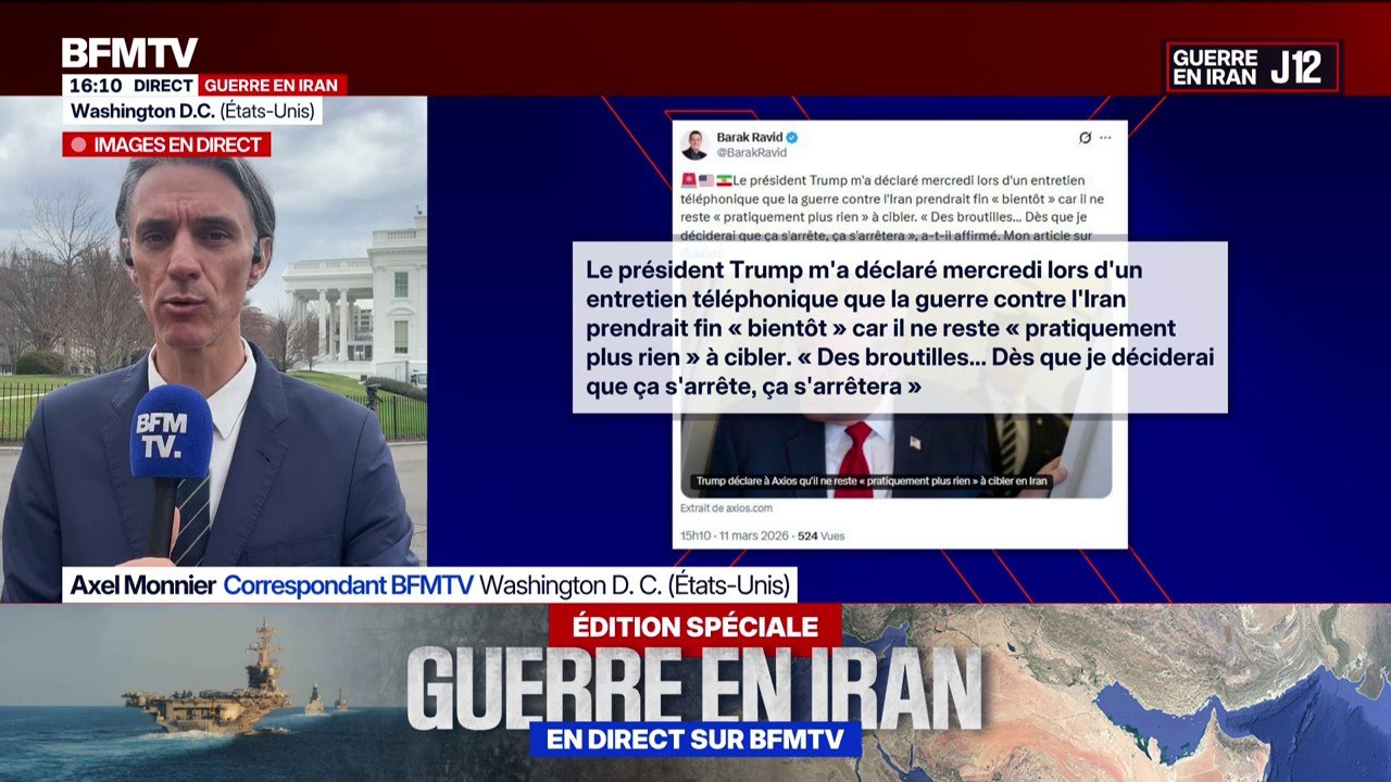 Guerre au Moyen-Orient: "Il ne reste pratiquement rien à frapper" en Iran, Donald Trump affirme que le conflit sera bientôt fini