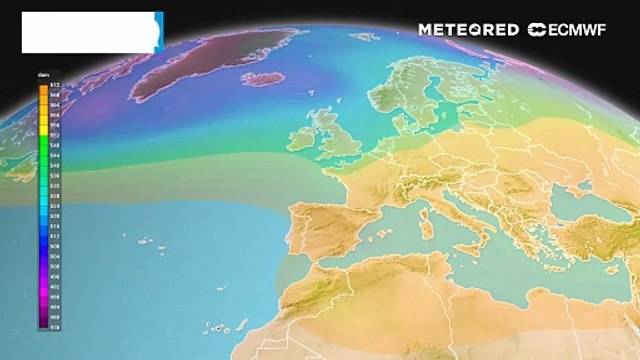 Mappa 500 hPa: l'affondo atlantico si isola in una goccia fredda (cut-off) che scivola verso il Nord Africa, limitando gli effetti del maltempo sull'Italia.