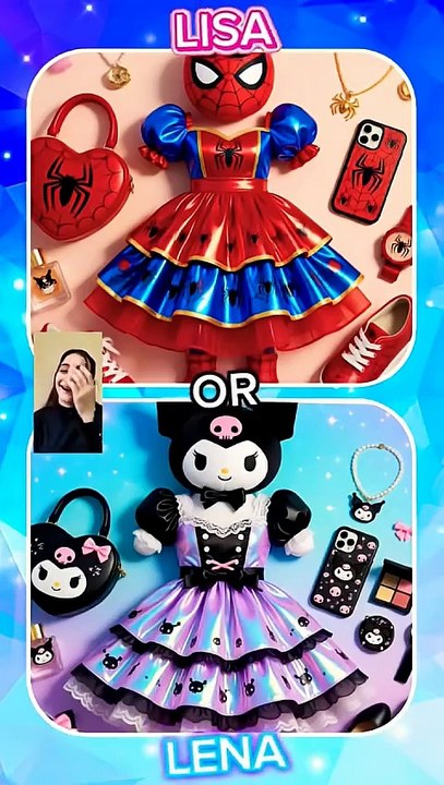 Kuromi 💜 vs Spiderman ♥️💙 Lisa Or Lena #tiktok #spiderman #kuromi #shorts #lisaorlena #viralshorts
