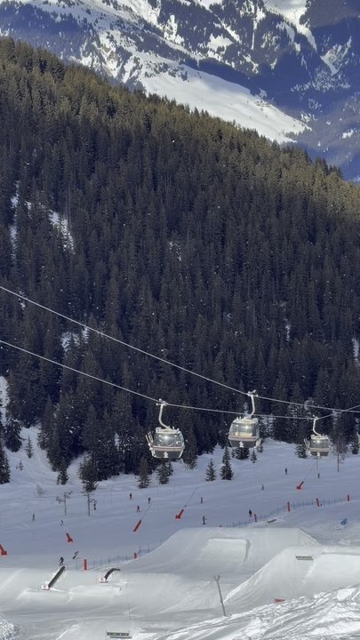 Riding a cable car above the mountains feels like floating between the sky and the earth 🚠❄️