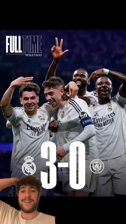 🔥 REAL MADRID – MANCHESTER CITY : LE BERNABÉU EN FOLIE !Le Real Madrid frappe très fort en Ligue des Champions en écrasant Manchester City 3-0 lors du huitième de finale aller ! ⚽🔥