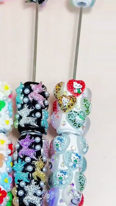 Beadable Clay Pens with Exquisite Metal Deer Elk and White Pearls