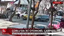 Tekirdağ'da yaşlı kadın son anda araçtan kurtuldu