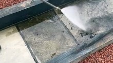 Satisfying pressure washing restores the luster of a dusty area