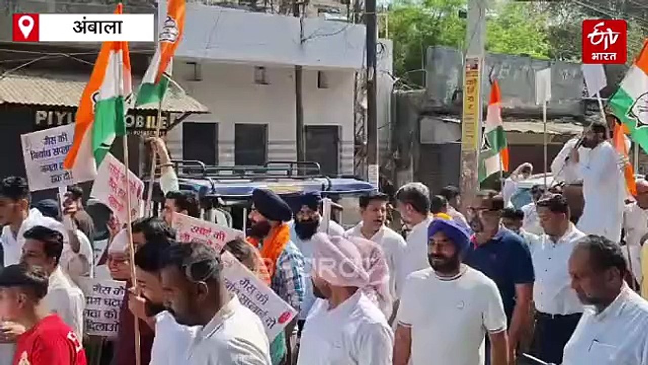 गैस संकट पर अंबाला में कांग्रेस का हल्ला बोल, सिलेंडर लेकर सड़क पर उतरे कार्यकर्ता, राव नरेंद्र सिंह ने सरकार को घेरा