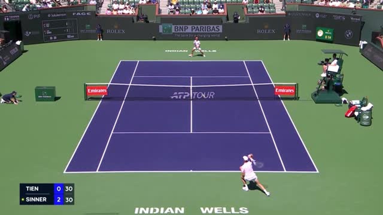 Indian Wells - Sinner surclasse Tien et rejoint Zverev dans le dernier carré