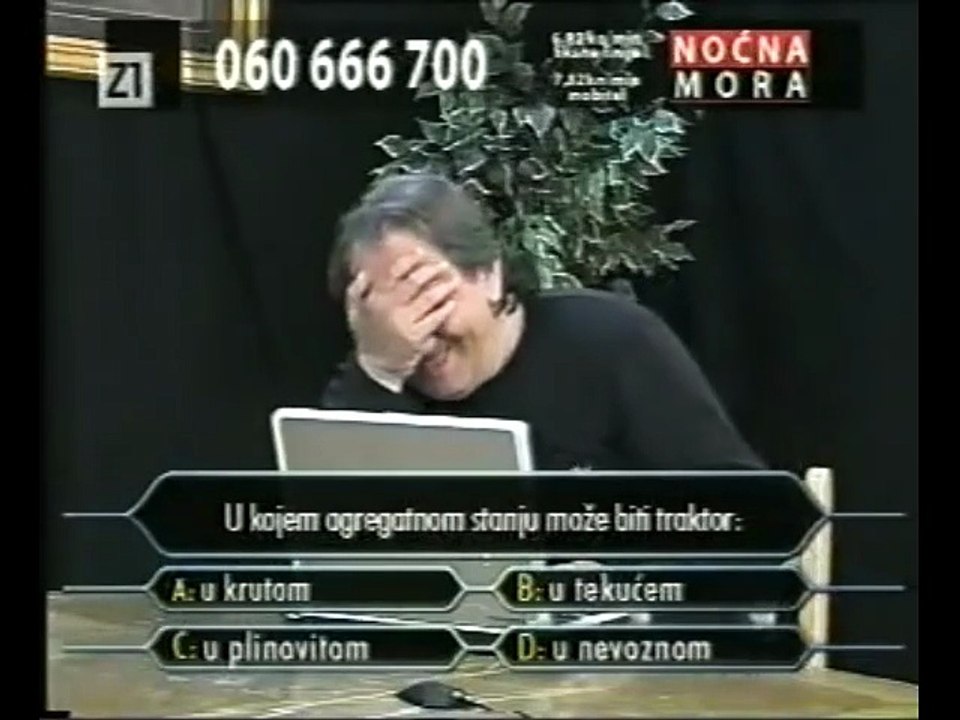 Nocna mora - Jaran Milijunaš "U kojem agregatnom stanju može biti traktor"