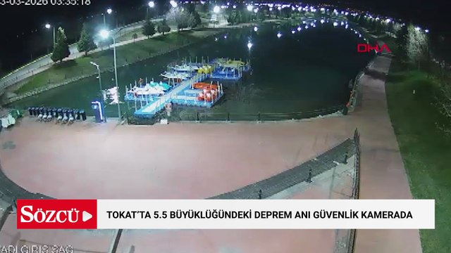 Tokat'ta 5.5 büyüklüğündeki deprem anı güvenlik kameralarına yansıdı