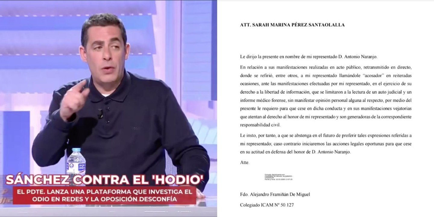 Antonio Naranjo se harta del circo difamador de Sarah Santaolalla y pone el asunto en manos de la Justicia