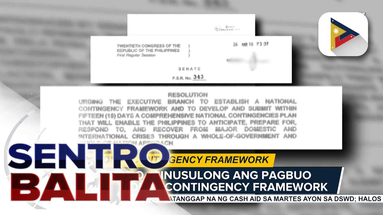 Pagbuo ng National Contingency Framework para sa pagtugon sa anomang krisis, isinusulong ng Senado | ulat ni Louisa Erispe