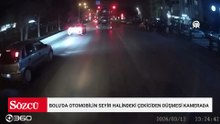 Bolu'da otomobilin seyir halindeki çekiciden düşmesi kamerada