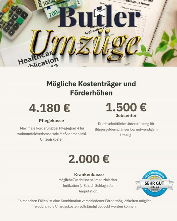 Finanzierung Ihres Umzugs bei Pflegegrad 4 Biszu 4180 Euro Zuschuss moglich  mit🚛 #ButlerUmzügeGmbH 💶günstig