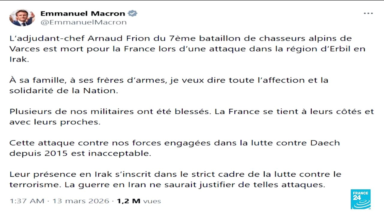 French soldier killed in attack in Iraqi Kurdistan