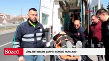 Vinç, üst geçide çarptı: sürücü yaralandı