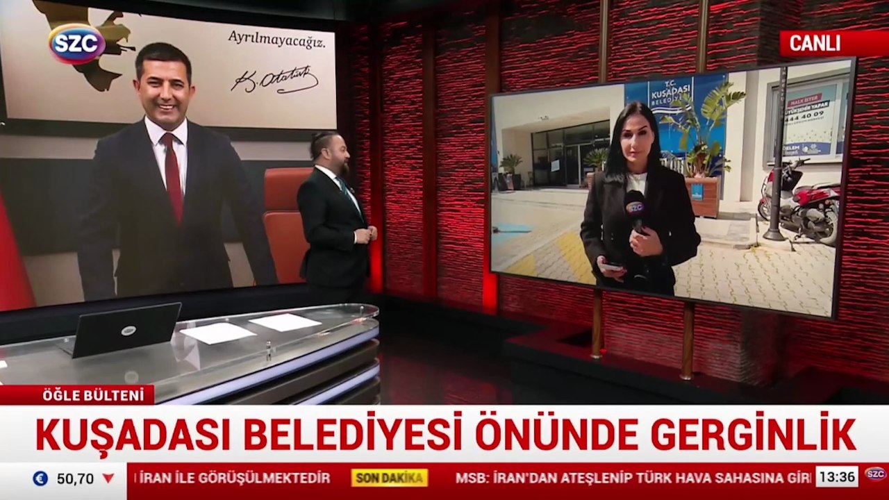 Belediye Başkanı gözaltına alınan Kuşadası'nda basın açıklamasına itfaiye engel oldu