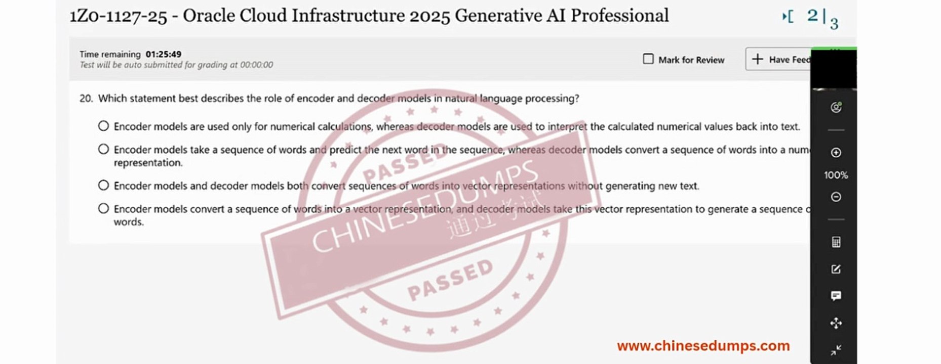 Oracle Cloud Infrastructure 2025 Generative AI Professional (1Z0-1127-25)