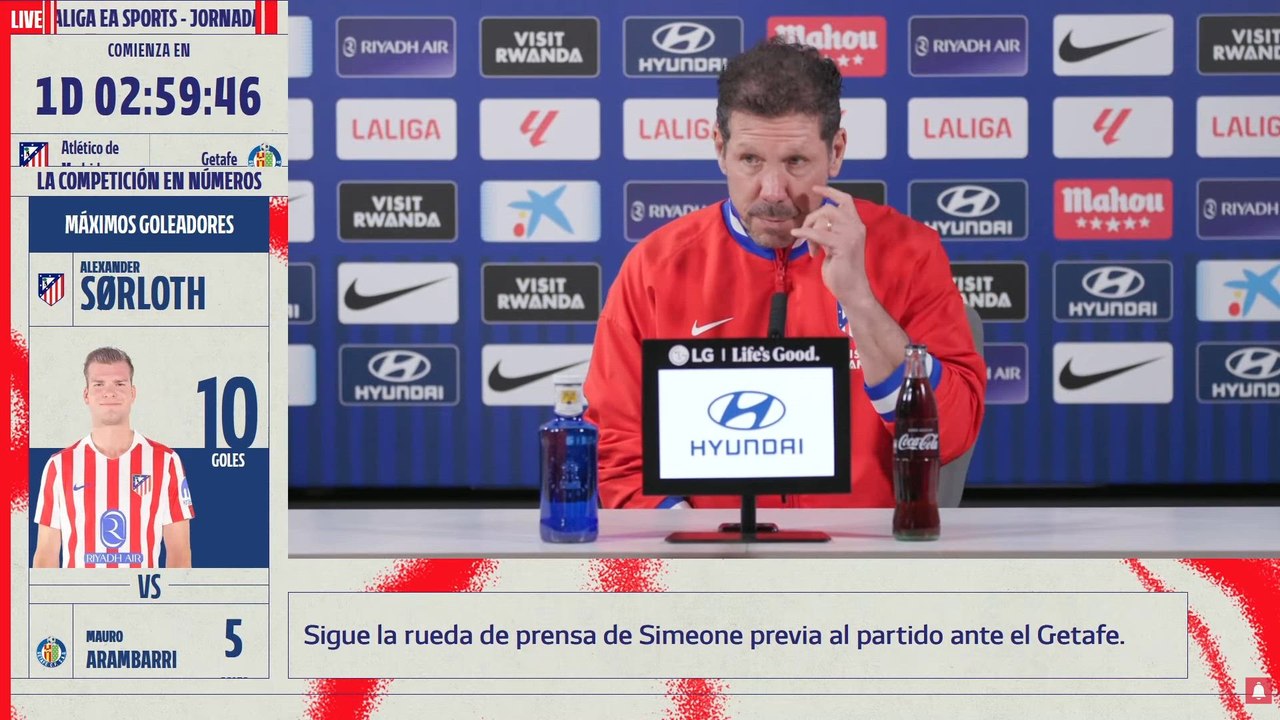 Simeone, rueda de prensa completa previa al Atleti vs Getafe | LaLiga