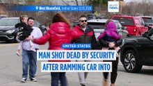 Man shot dead by security after ramming car into Michigan synagogue