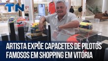 Artista expõe capacetes de pilotos famosos em shopping  em Vitória