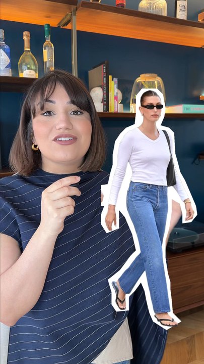 Voici la coupe de jeans à avoir pour ce printemps été 2026...[mode fashion style outfit vêtements pantalon jean jeans Hailey Bieber]