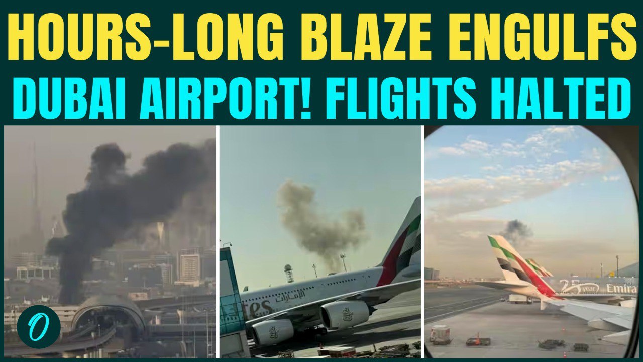 Iran Drone STRIKE Sparks MASSIVE Fire and Thick Smoke Near Dubai Airport | Operations HALTED
