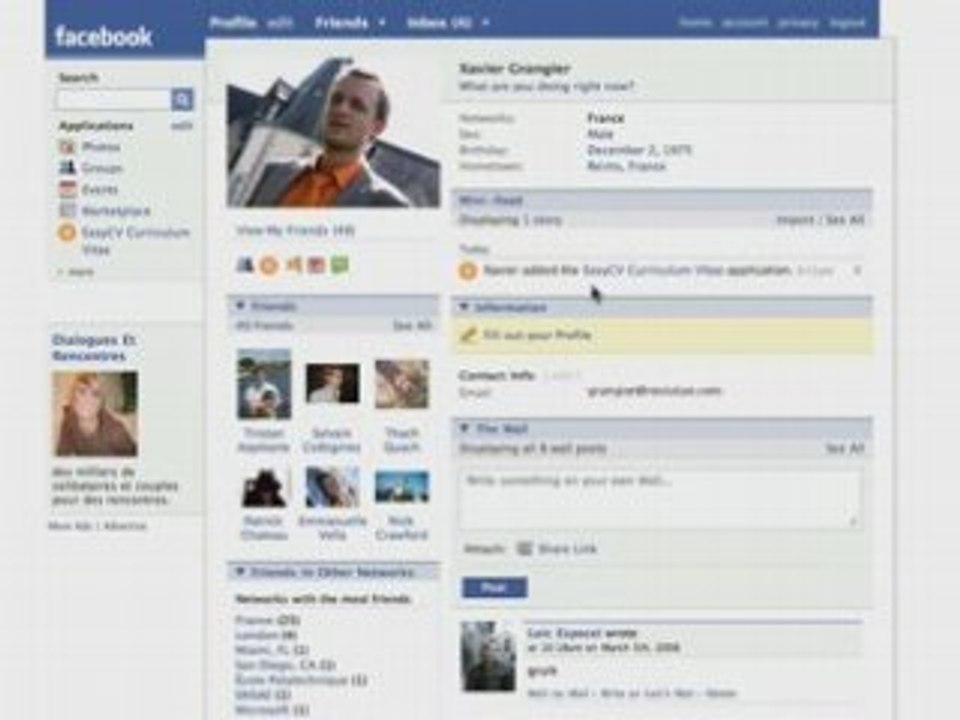 Mon CV sur Facebook avec Easy-cv.com
