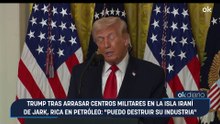 Trump tras arrasar centros militares en la isla iraní de Jark, rica en petróleo: "Puedo destruir su industria"
