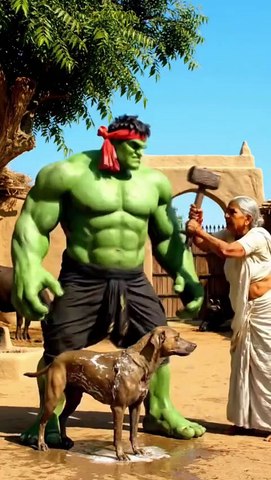 Hulk Washing a Dog 🐶💚 | Funny Hulk AI Video | Cute Animal Moment