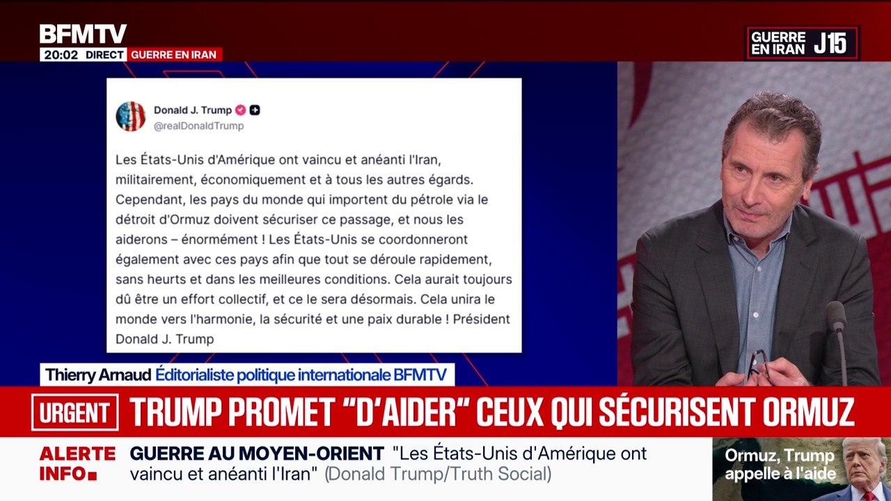 Guerre en Iran: sur son réseau social, Donald Trump promet "d'aider" ceux qui sécurisent le détroit d'Ormuz