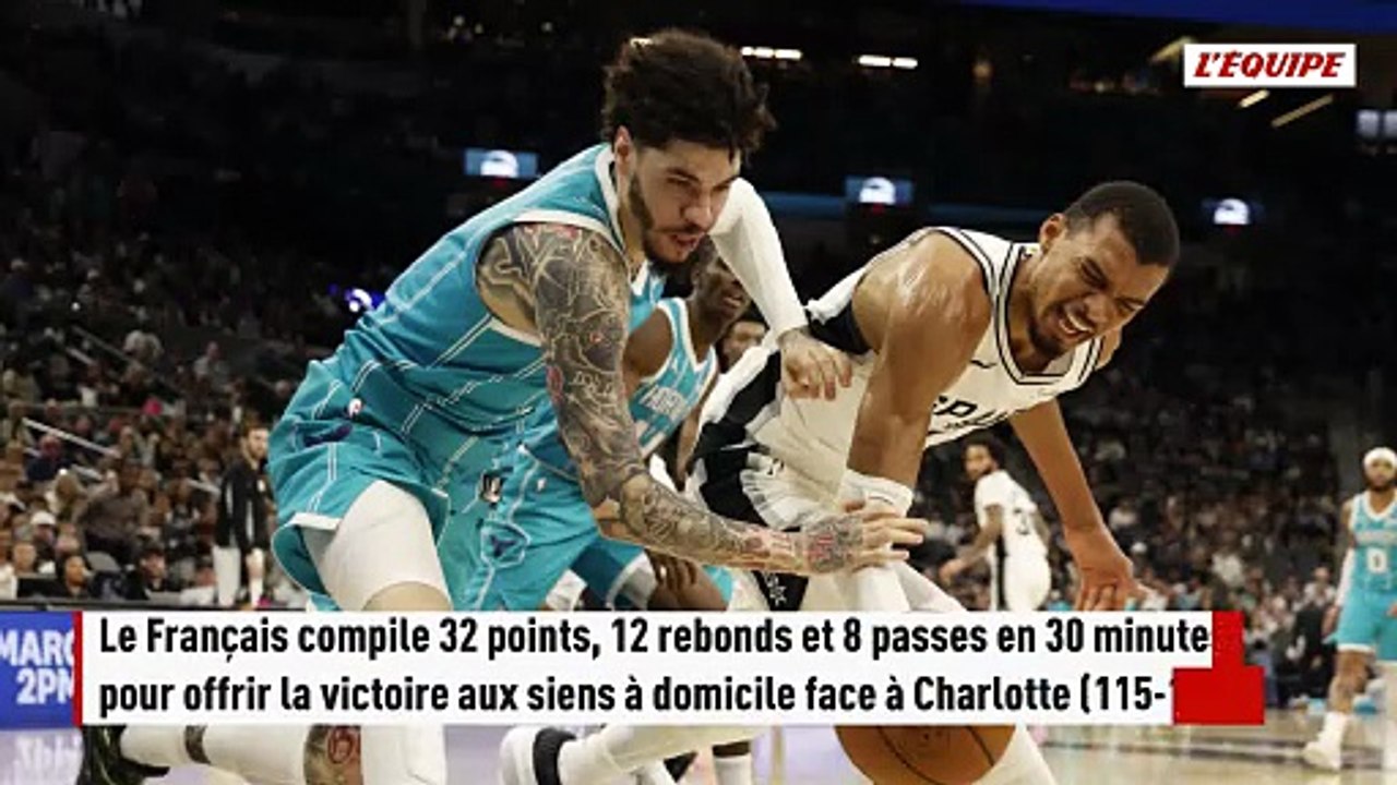 Retour gagnant pour Wembanyama, intenable lors de la victoire des Spurs contre les Hornets - Basket - NBA