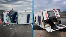 Adana’da lastiği patlayan ambulansın devrildi; 3 sağlık personeli yaralandı