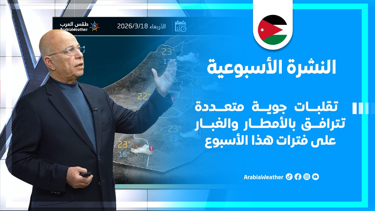 الأردن | تقلبات جوية متعددة تترافق بالأمطار والغبار على فترات هذا الأسبوع