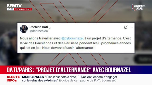 Municipales à Paris: Rachida Dati va travailler avec Pierre-Yves Bournazel à un projet d'alternance