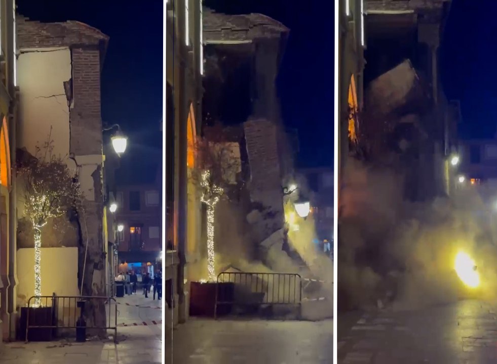 Así se desplomó la fachada de la Casona de Dámaso Merino