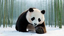 Panda Playing in Snow