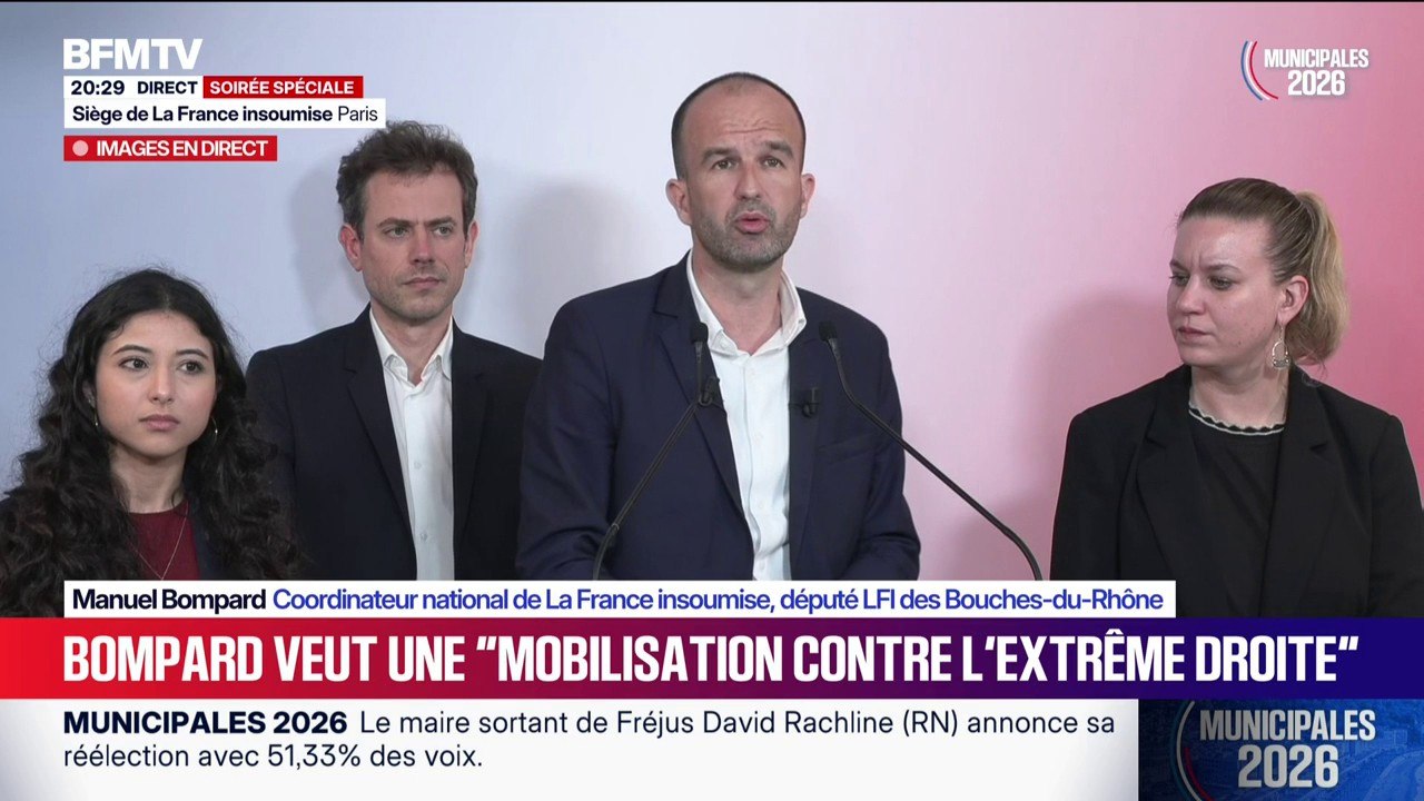 Municipales 2026: Manuel Bompard, coordinateur national de LFI, appelle à un "front antifasciste au second tour"