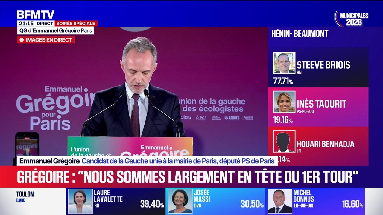 Municipales 2026 à Paris: "Dimanche prochain, la droite et l'extrême droite peuvent l'emporter", déclare Emmanuel Grégoire, en tête au premier tour