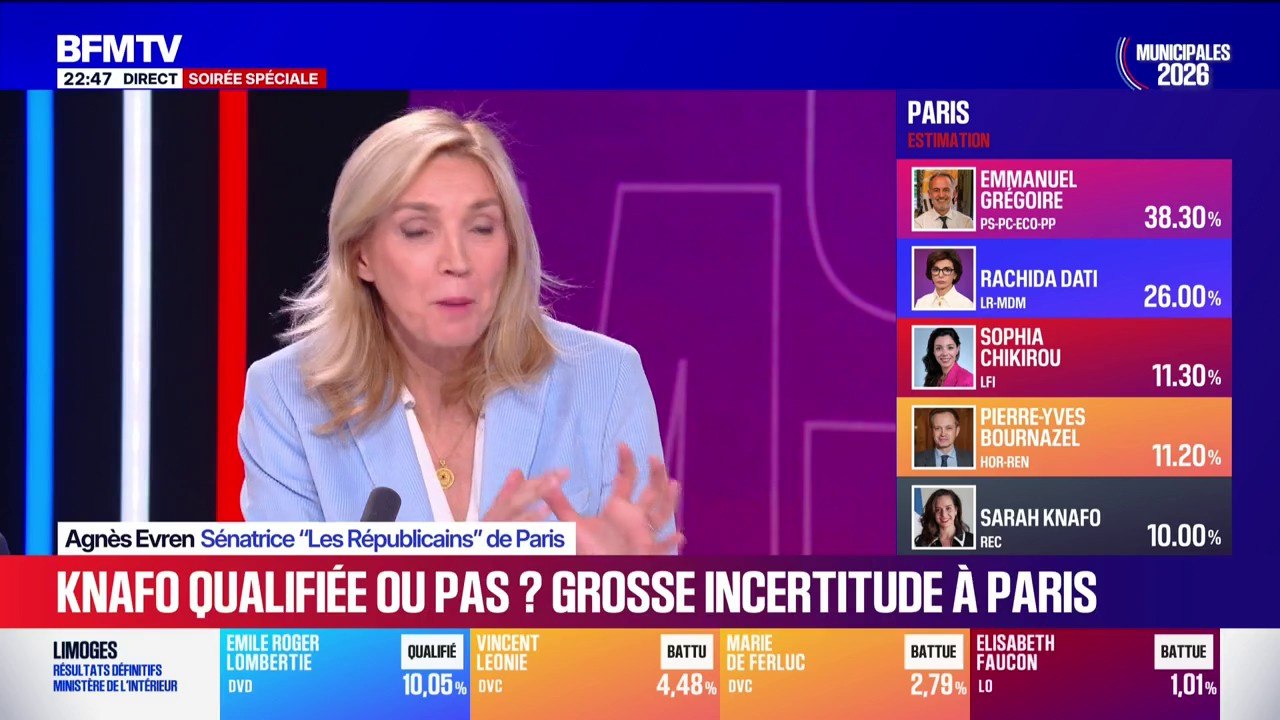 Municipales 2026 à Paris: "Si Pierre-Yves Bournazel et Sarah Knafo se maintiennent, c'est perdu", estime  Agnès Evren, sénatrice LR