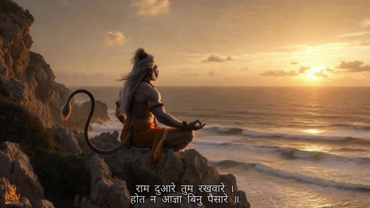 Listen Once Daily 🔱 Hanuman Chalisa with Meaning | 10 Min Meditation for Strength, Peace  Protection