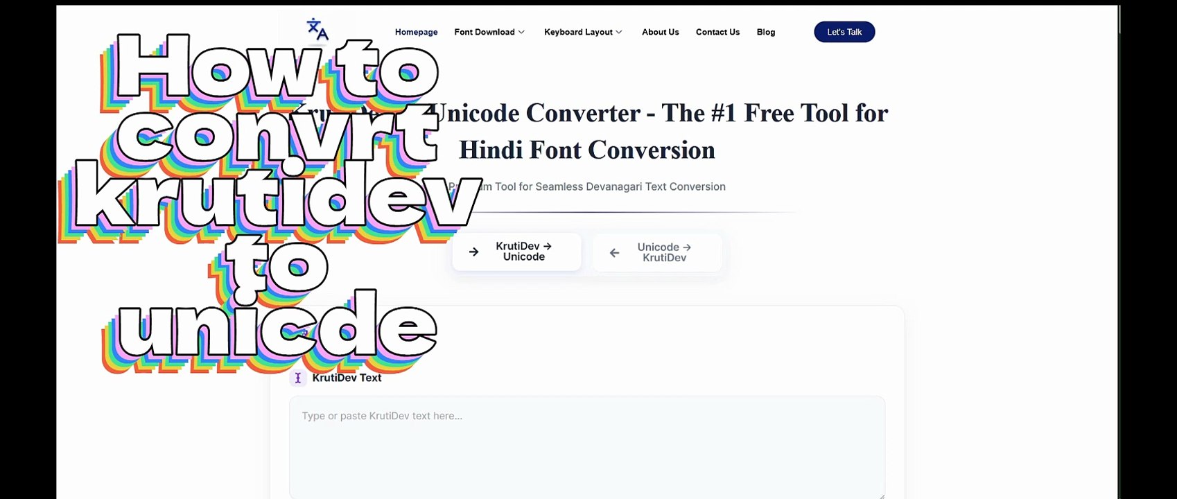 Simple Online KrutiDev to Unicode Conversion Tool