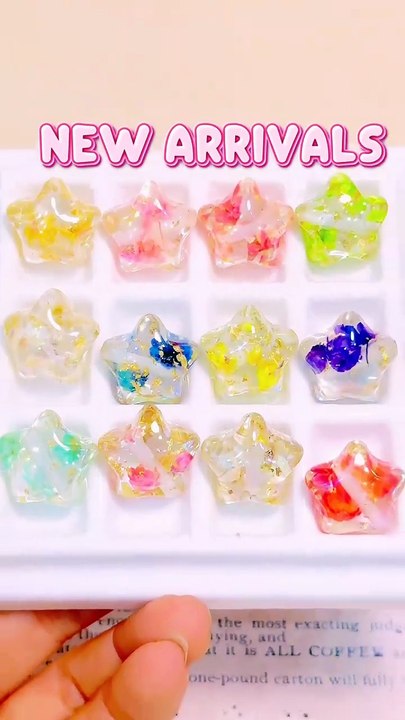 Acrylic Beads UV Coating Shiny Glitter Gold Flakes Clear Rhinestones Inside Stars, Multi-Color, 18MM, Random Mix