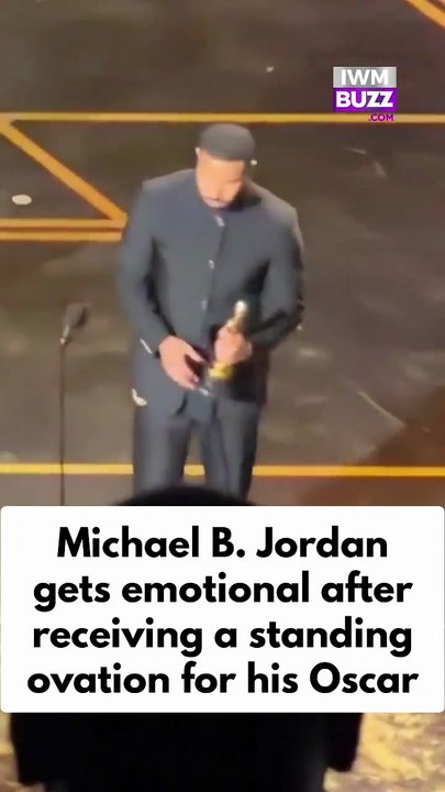 Hollywood actor Michael B Jordan gets emotional after receiving a standing ovation for his Oscars win