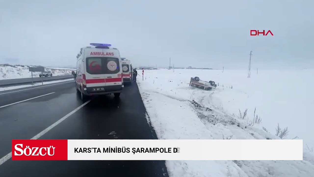 Kars'ta minibüs şarampole devrildi