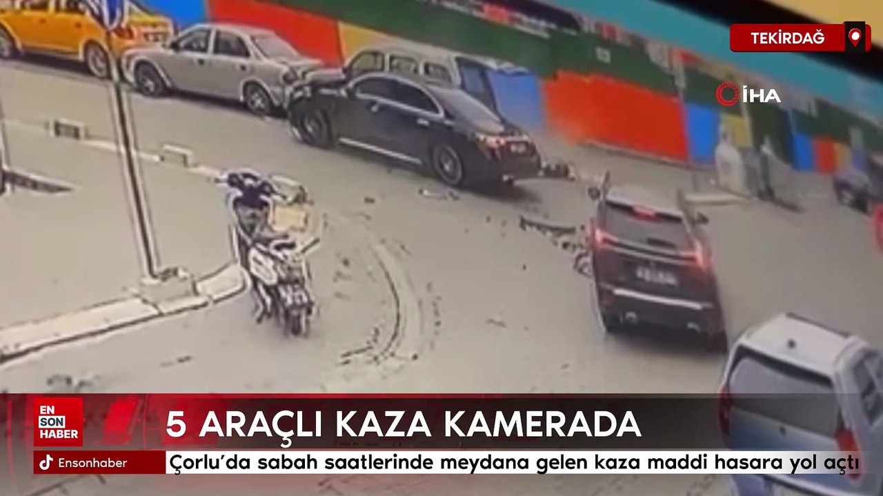 Tekirdağ’ın Çorlu ilçesinde 5 aracın karıştığı zincirleme trafik kazası