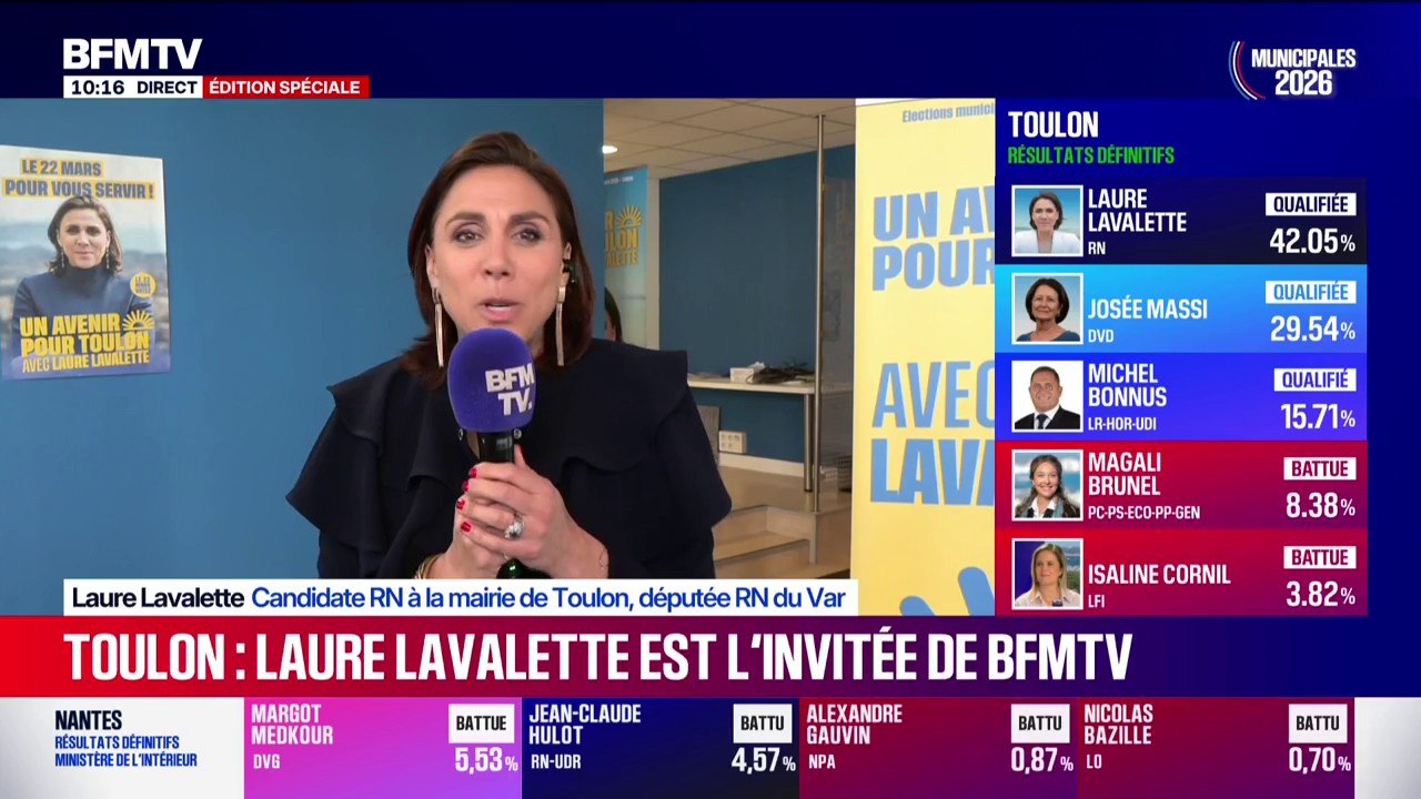 Municipales à Toulon: "Nous allons chercher les abstentionnistes et les électeurs LR sincères", déclare Laure Lavalette (RN)