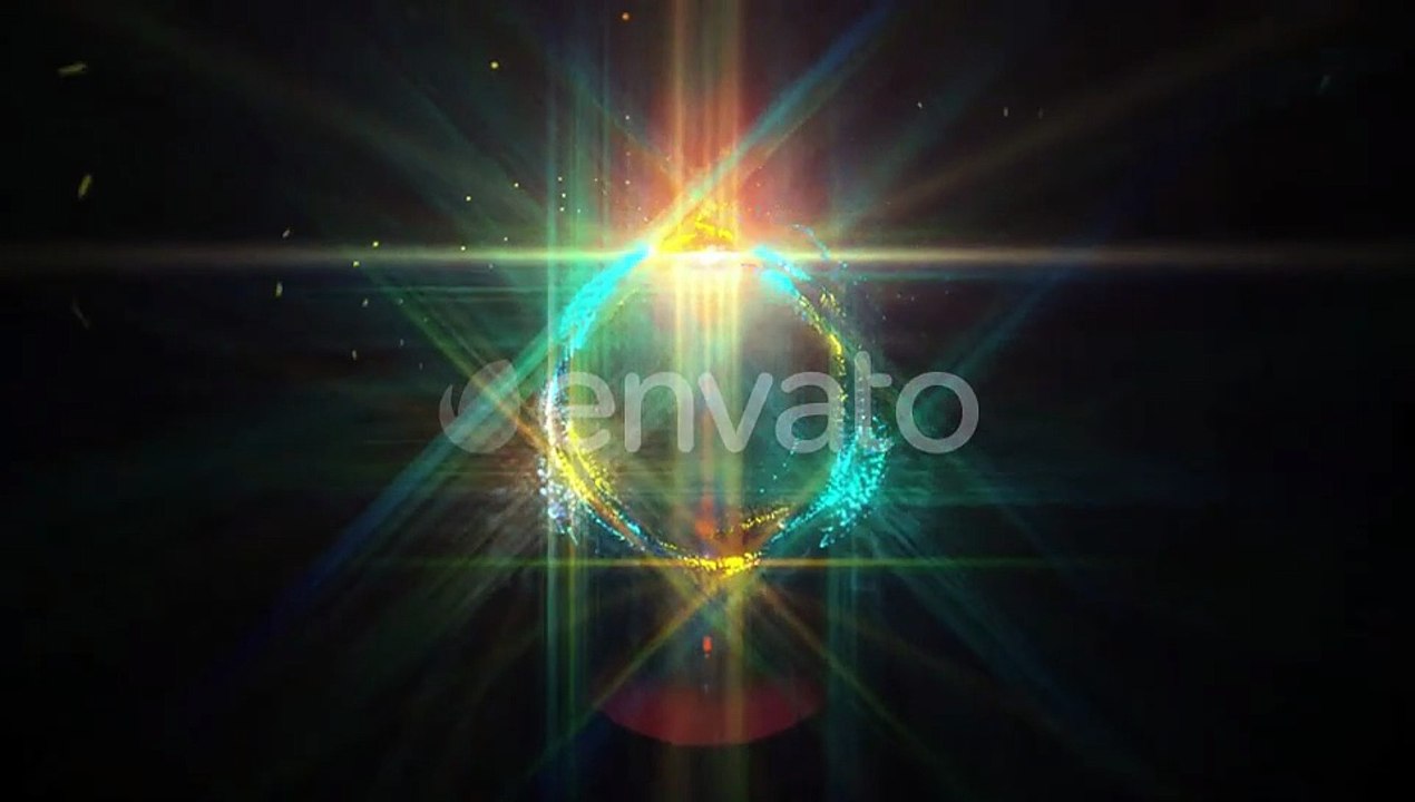 Abstract Particle Sphere Animation with Glowing Light Rays