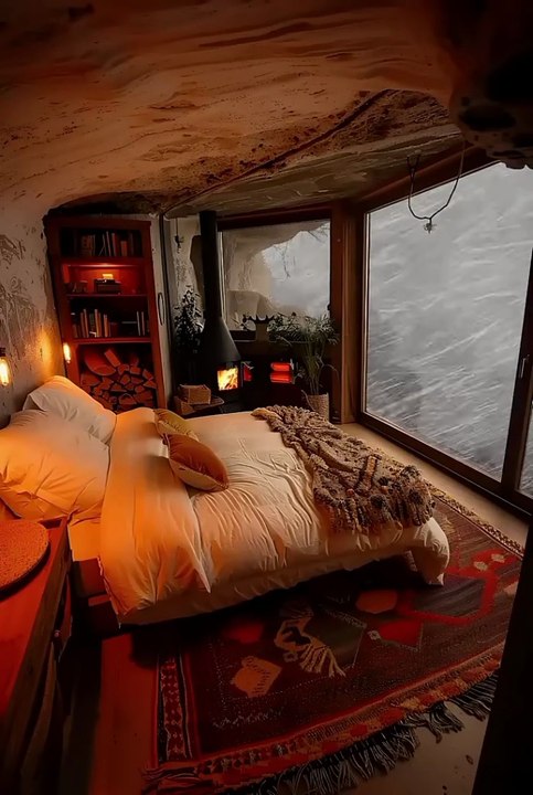 ❄️ Cozy Snow Cabin Ambience | Fireplace & Blizzard Sounds | 1 Minute Relaxing Sleep & Study