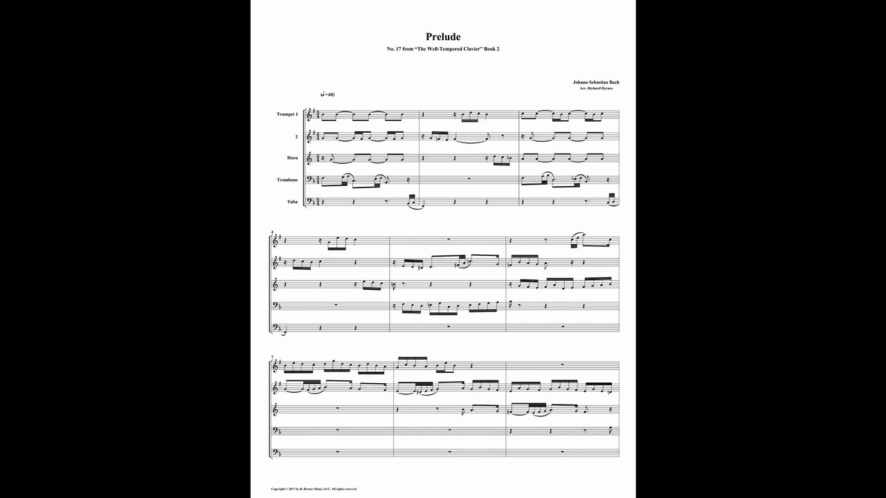 J.S. Bach - Well-Tempered Clavier: Part 2 - Prelude 17 (Brass Quintet)