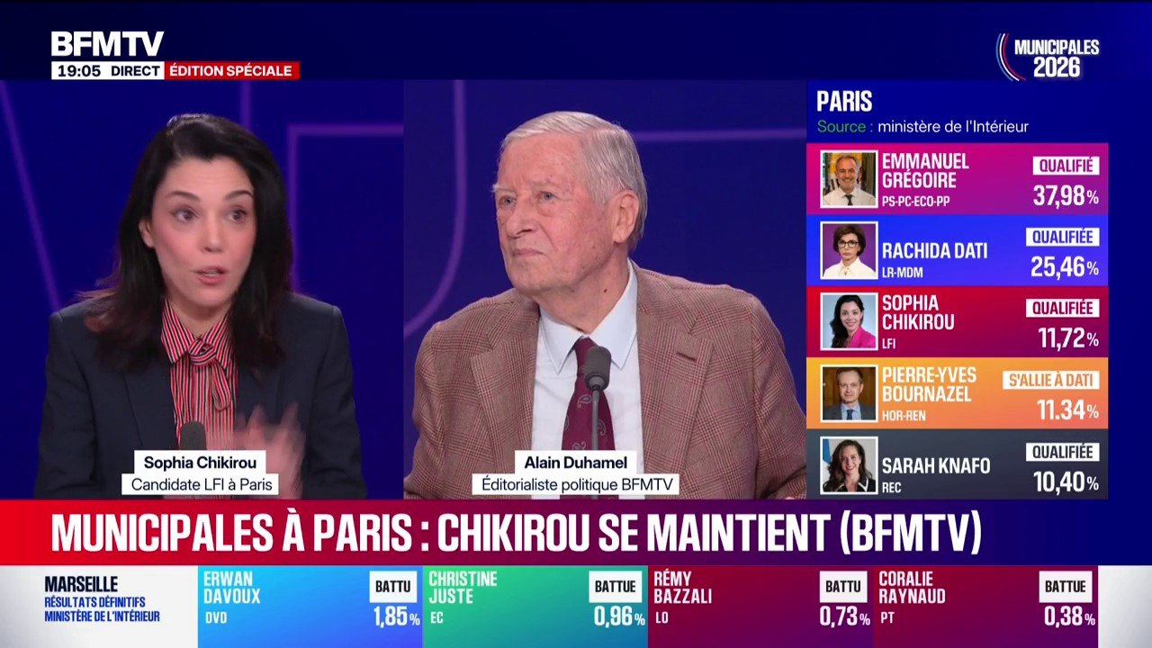 "Je n'ai jamais invectivé Emmanuel Grégoire ", assure Sophia Chikirou, candidate (LFI) à la mairie de Paris